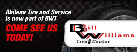 Bill williams tire - Bill Williams Tire Center is located at 1201 S Treadaway Blvd in Abilene, Texas 79602. Bill Williams Tire Center can be contacted via phone at 325-672-8425 for pricing, hours and directions. 